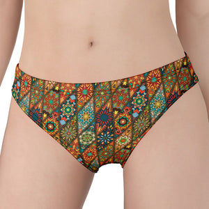 Indian Floral Patchwork Pattern Print Women's Panties