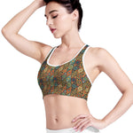 Indian Floral Patchwork Pattern Print Women's Sports Bra