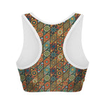 Indian Floral Patchwork Pattern Print Women's Sports Bra