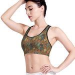 Indian Floral Patchwork Pattern Print Women's Sports Bra