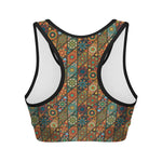 Indian Floral Patchwork Pattern Print Women's Sports Bra