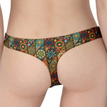 Indian Floral Patchwork Pattern Print Women's Thong