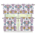 Indian Flower Elephant Pattern Print 3 Piece Kitchen Curtains