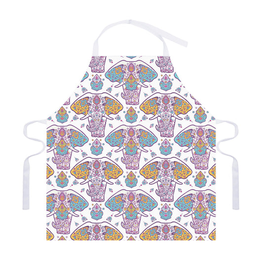 Indian Flower Elephant Pattern Print Adjustable Apron