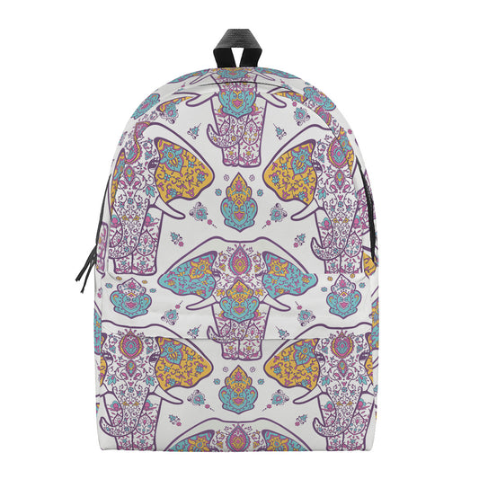 Indian Flower Elephant Pattern Print Backpack