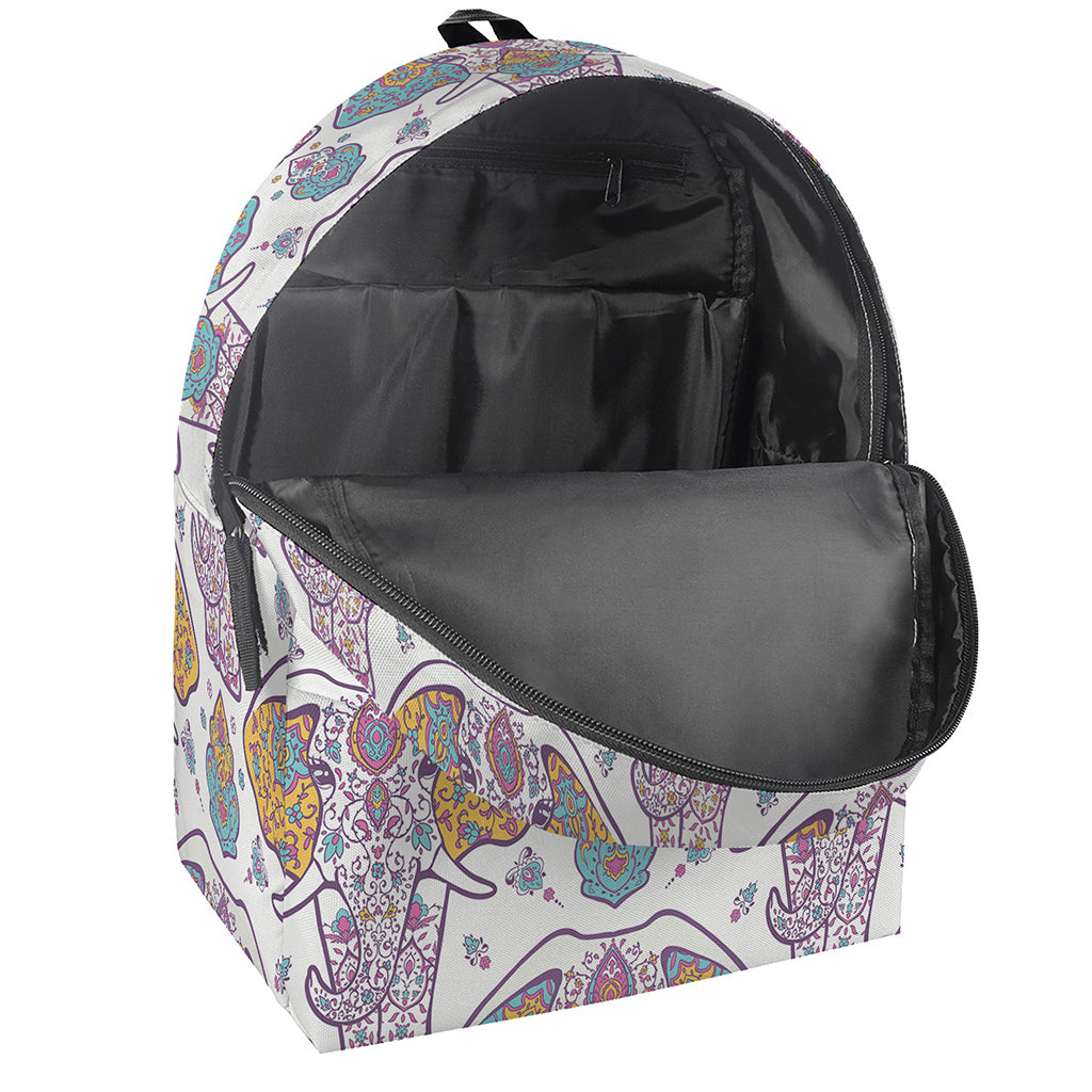 Indian Flower Elephant Pattern Print Backpack