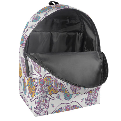 Indian Flower Elephant Pattern Print Backpack