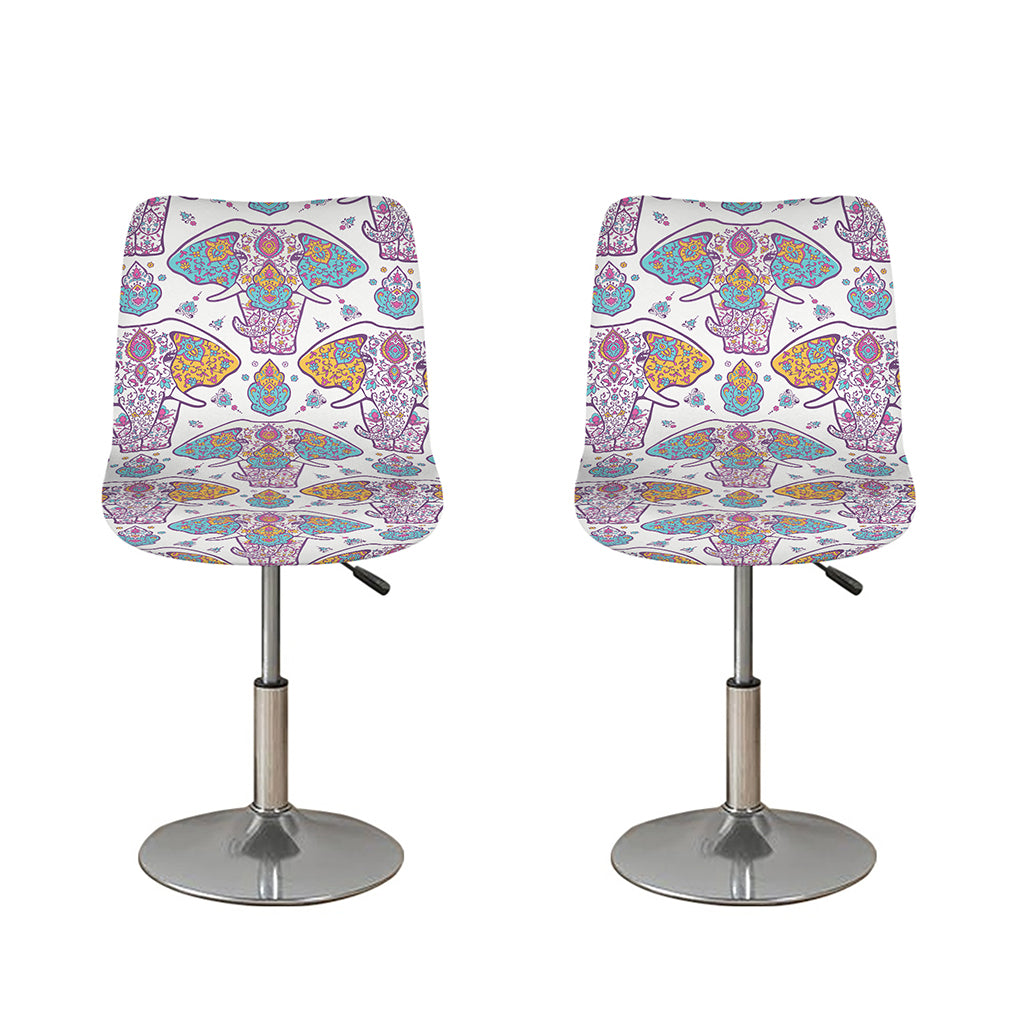 Indian Flower Elephant Pattern Print Bar Stool Covers