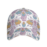 Indian Flower Elephant Pattern Print Baseball Cap