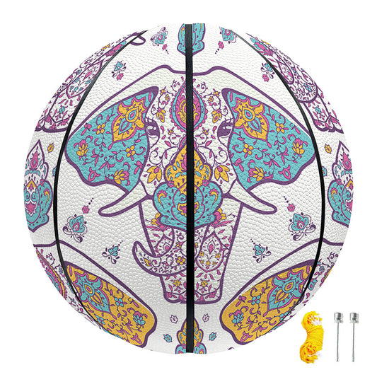 Indian Flower Elephant Pattern Print Basketball