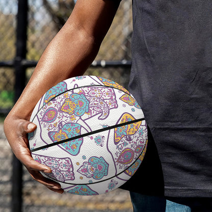 Indian Flower Elephant Pattern Print Basketball