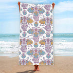 Indian Flower Elephant Pattern Print Beach Towel