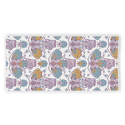 Indian Flower Elephant Pattern Print Beach Towel