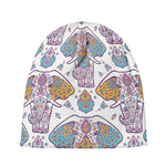 Indian Flower Elephant Pattern Print Beanie