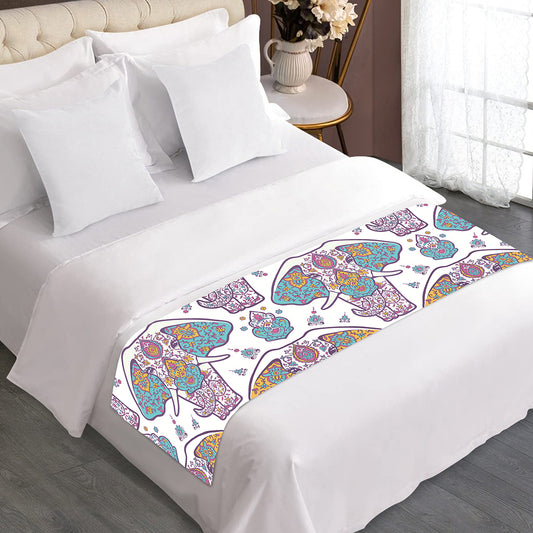 Indian Flower Elephant Pattern Print Bed Runner