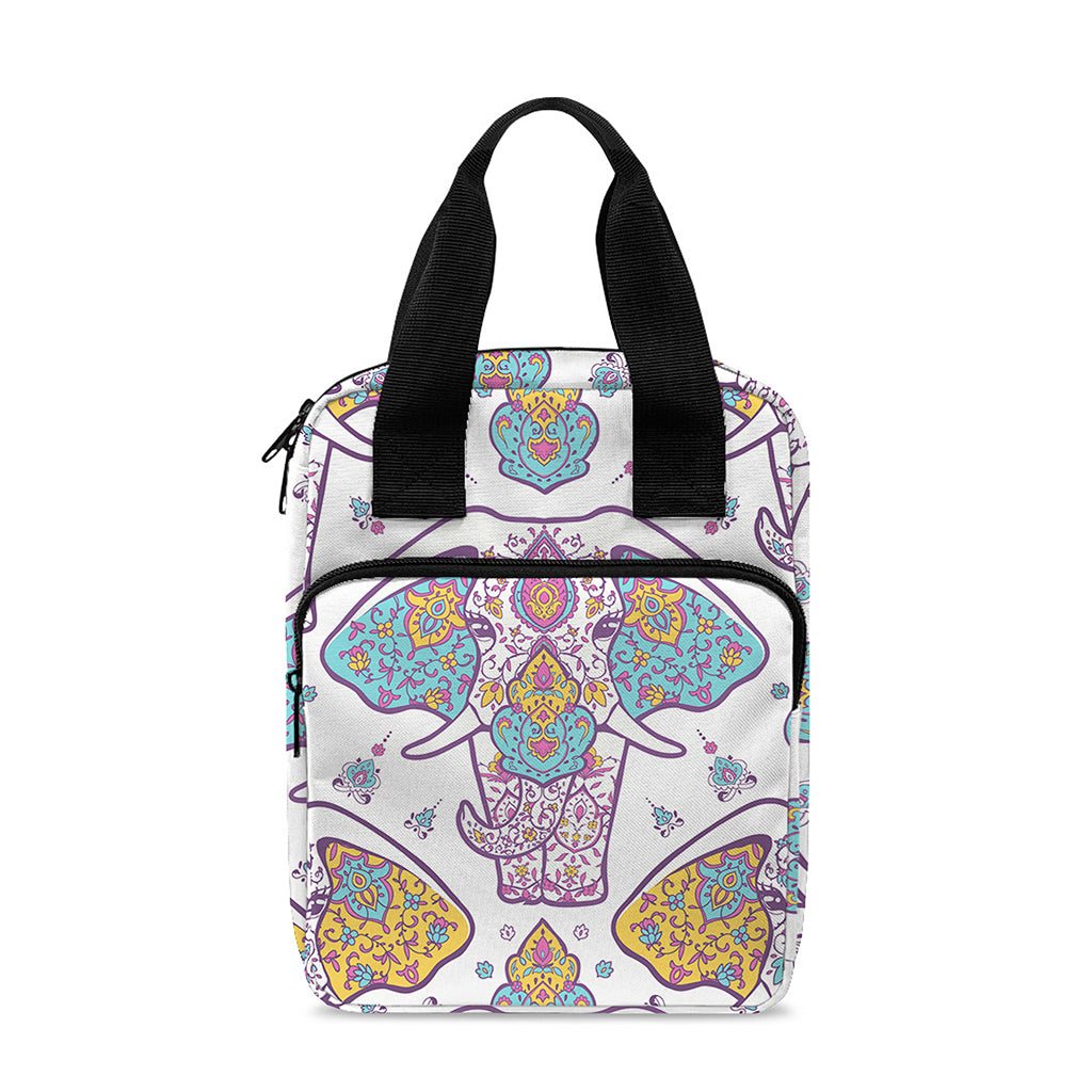 Indian Flower Elephant Pattern Print Bible Tote Bag