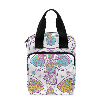 Indian Flower Elephant Pattern Print Bible Tote Bag