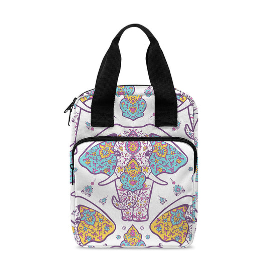 Indian Flower Elephant Pattern Print Bible Tote Bag