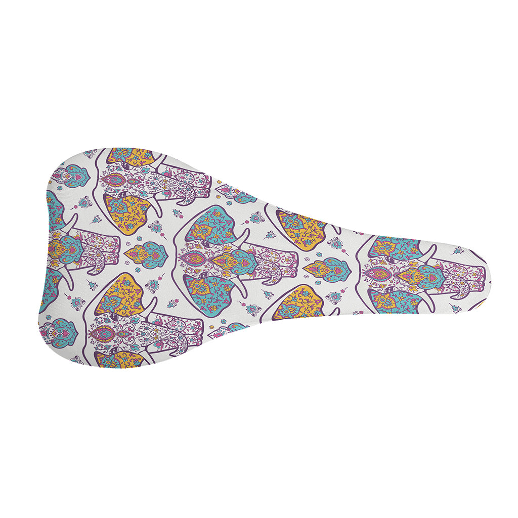 Indian Flower Elephant Pattern Print Bicycle Seat Cover