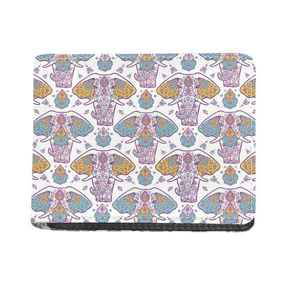 Indian Flower Elephant Pattern Print Bifold Wallet