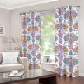 Indian Flower Elephant Pattern Print Dimout Grommet Curtains