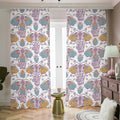 Indian Flower Elephant Pattern Print Dimout Pencil Pleat Curtains