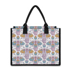 Indian Flower Elephant Pattern Print Canvas Tote Bag