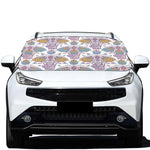 Indian Flower Elephant Pattern Print Car Windshield Snow Cover