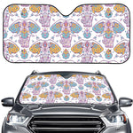 Indian Flower Elephant Pattern Print Car Windshield Sun Shade