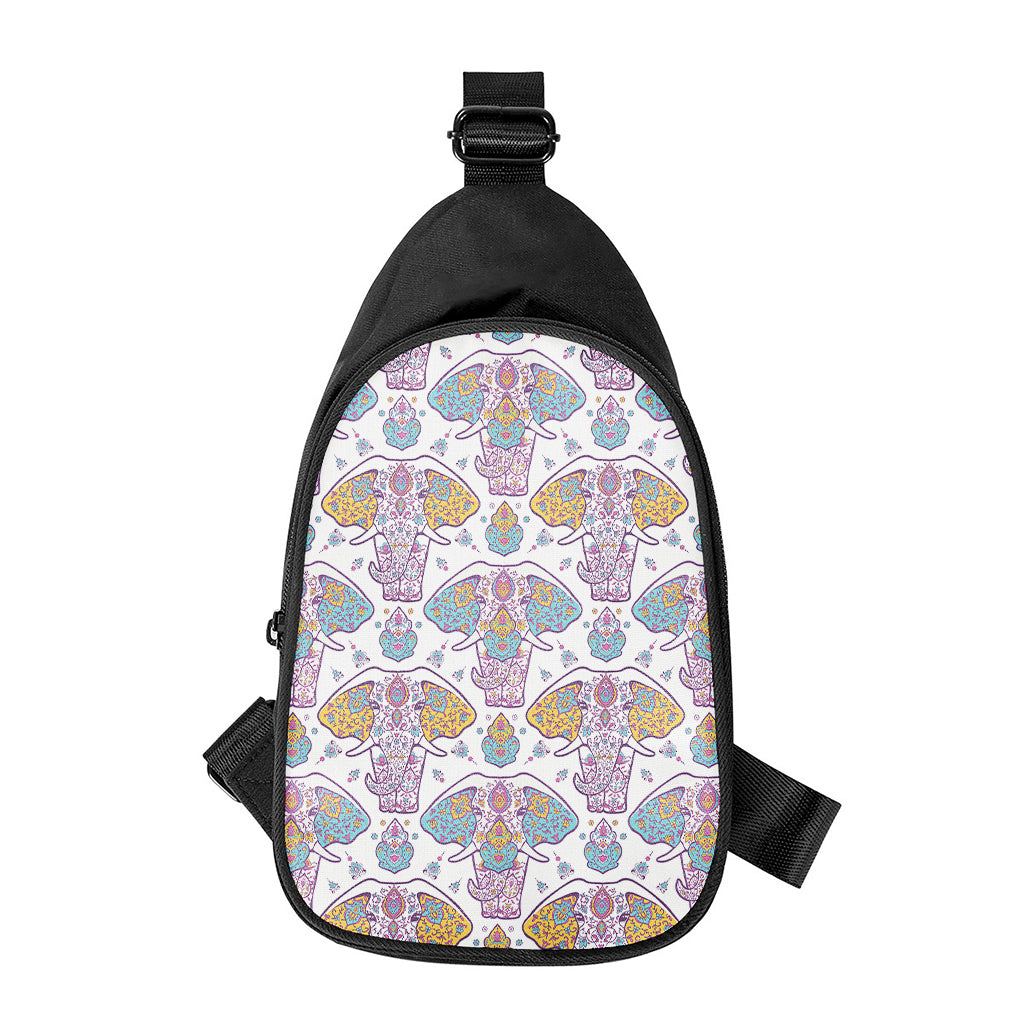 Indian Flower Elephant Pattern Print Chest Bag