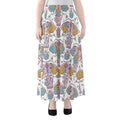 Indian Flower Elephant Pattern Print Chiffon Maxi Skirt