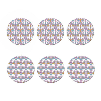 Indian Flower Elephant Pattern Print Coaster Set