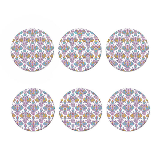 Indian Flower Elephant Pattern Print Coaster Set