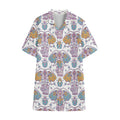 Indian Flower Elephant Pattern Print Cotton Hawaiian Shirt
