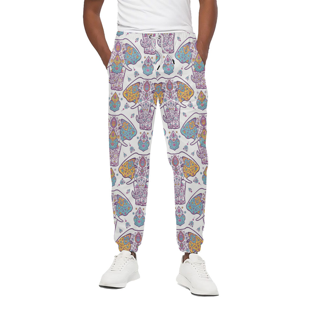 Indian Flower Elephant Pattern Print Cotton Pants
