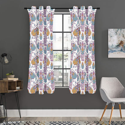 Indian Flower Elephant Pattern Print Curtain