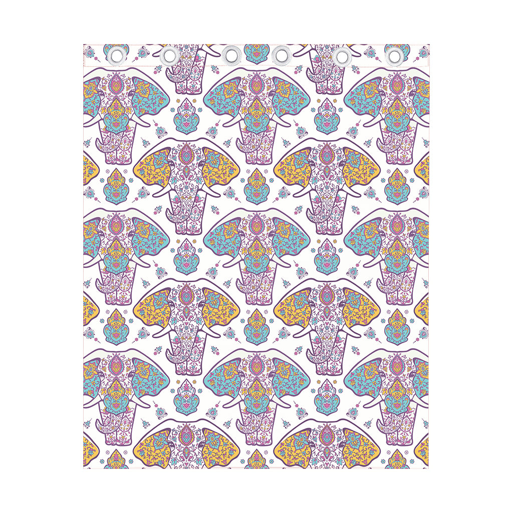 Indian Flower Elephant Pattern Print Curtain