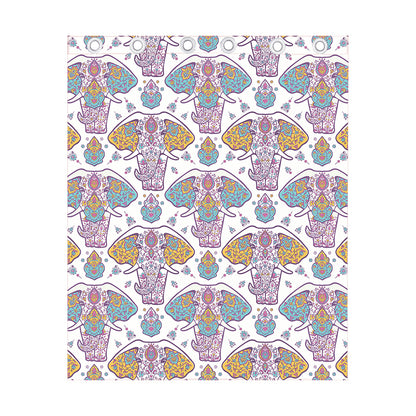 Indian Flower Elephant Pattern Print Curtain