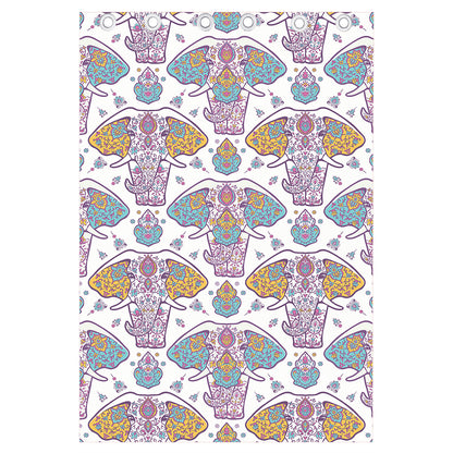 Indian Flower Elephant Pattern Print Curtain