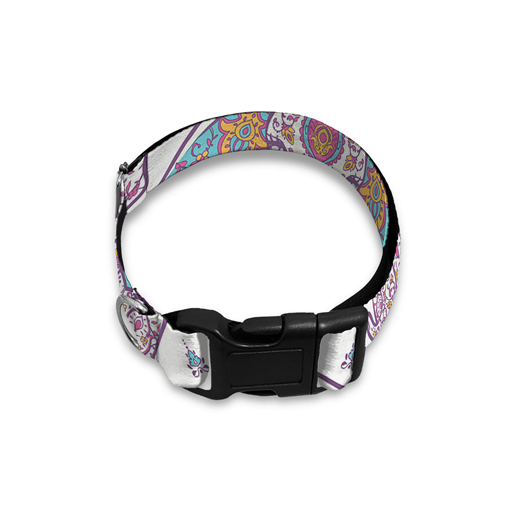 Indian Flower Elephant Pattern Print Dog Collar