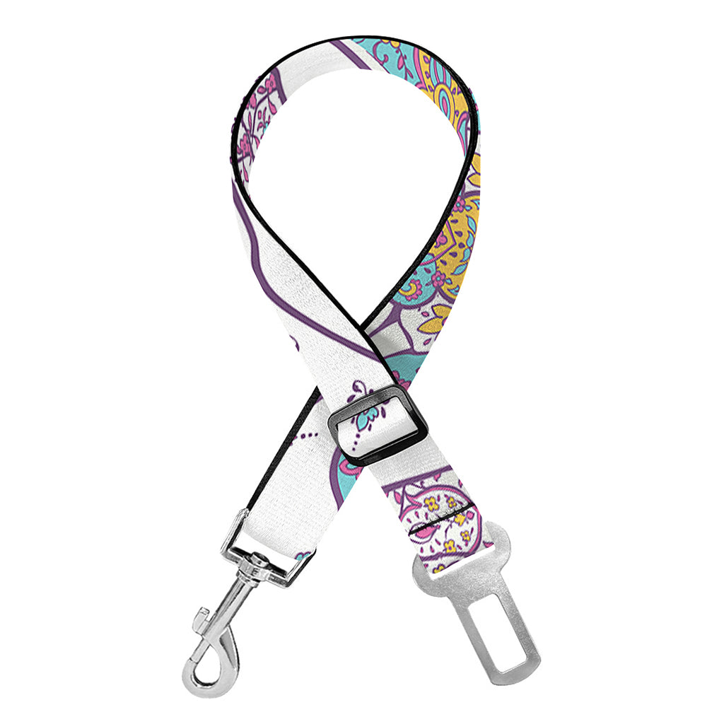 Indian Flower Elephant Pattern Print Dog Seat Belt