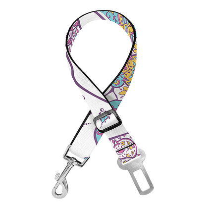 Indian Flower Elephant Pattern Print Dog Seat Belt