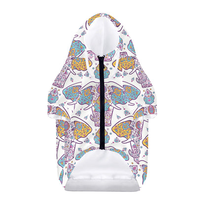 Indian Flower Elephant Pattern Print Dog Zip Up Hoodie