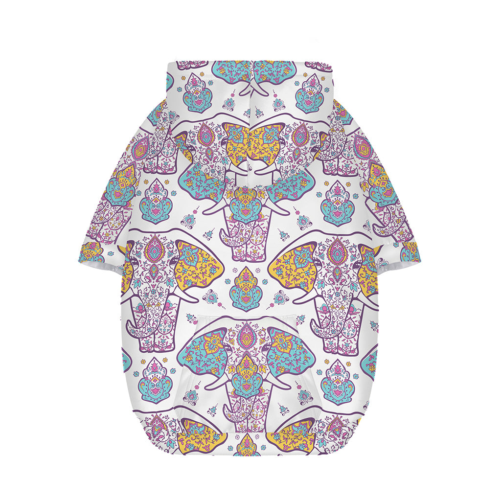 Indian Flower Elephant Pattern Print Dog Zip Up Hoodie