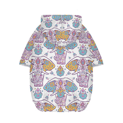 Indian Flower Elephant Pattern Print Dog Zip Up Hoodie