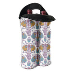 Indian Flower Elephant Pattern Print Double Neoprene Wine Tote