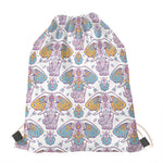Indian Flower Elephant Pattern Print Drawstring Bag