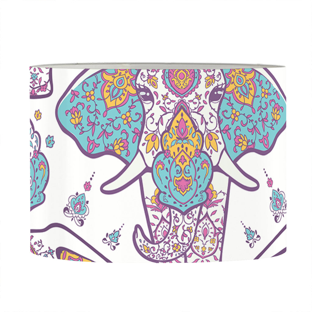 Indian Flower Elephant Pattern Print Drum Lamp Shade