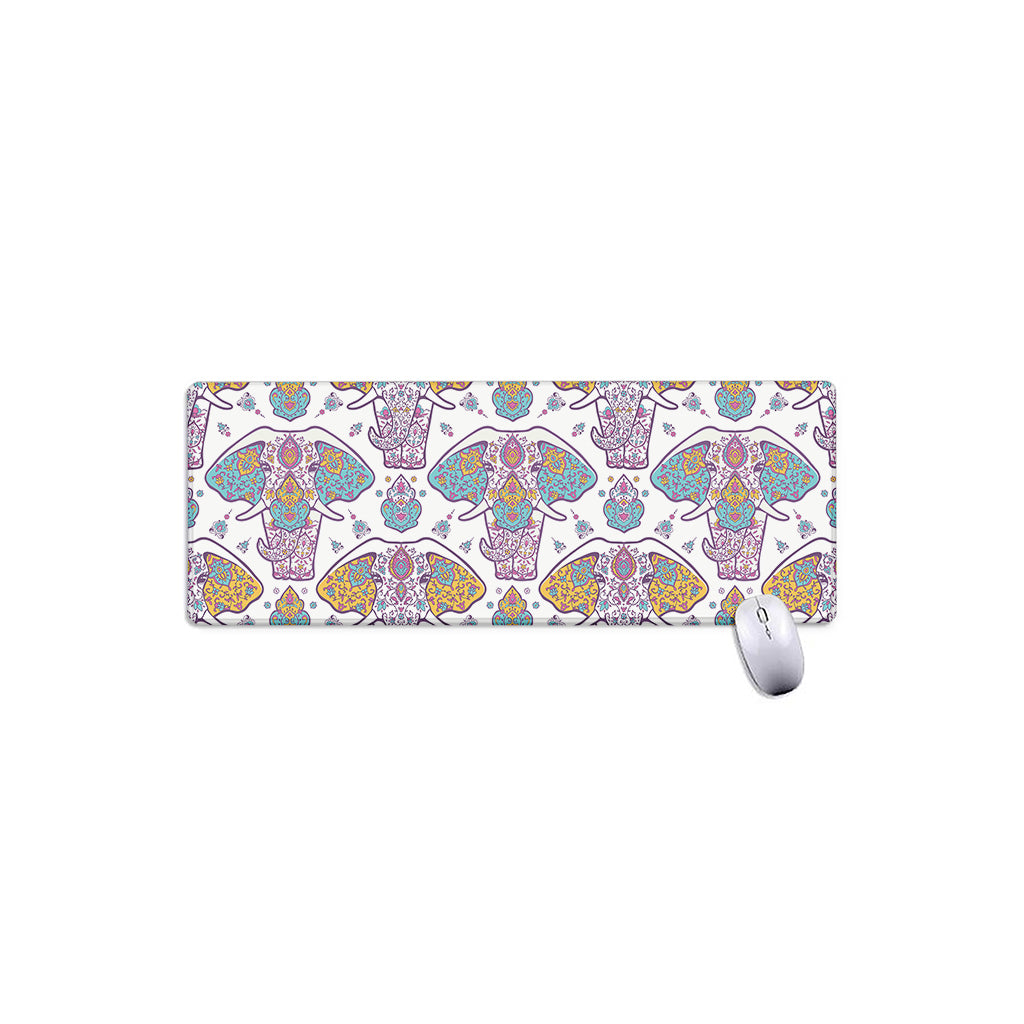 Indian Flower Elephant Pattern Print Extended Mouse Pad