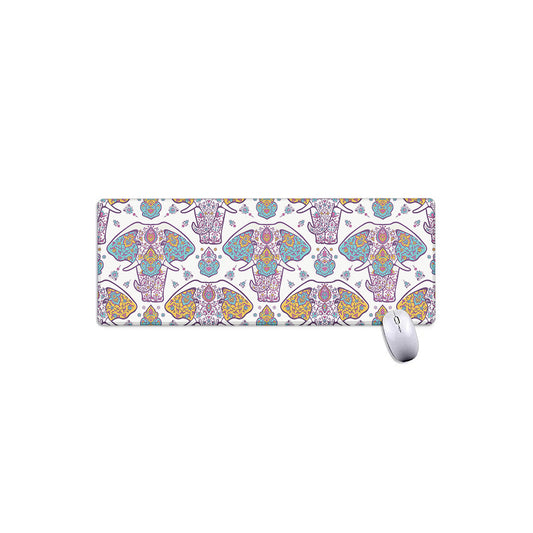 Indian Flower Elephant Pattern Print Extended Mouse Pad